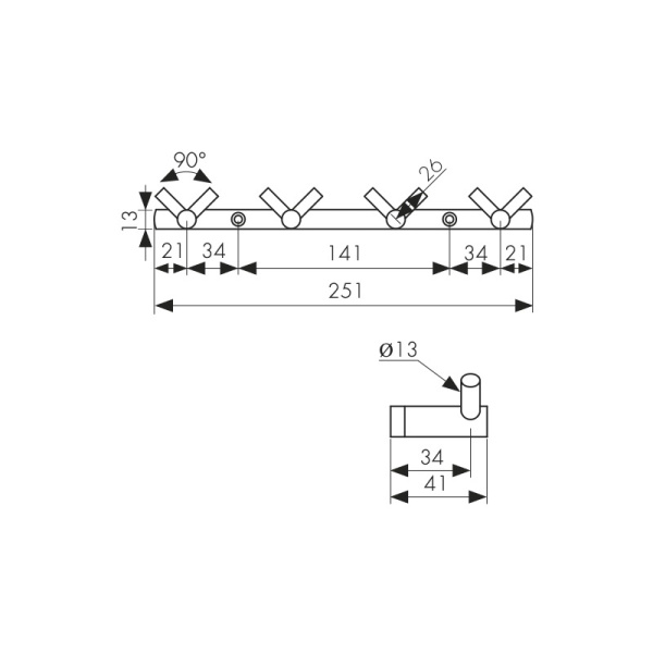 H0014 Планка KAISER с 4-мя V-крючками